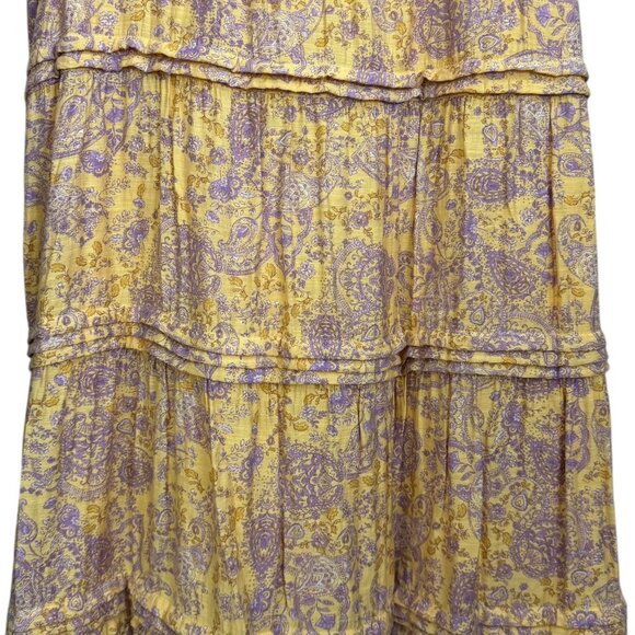 J Jill Paisley Floral Tiered Sleeveless Maxi Dress Yellow XL Cottagecore Peasant - Picture 4 of 8